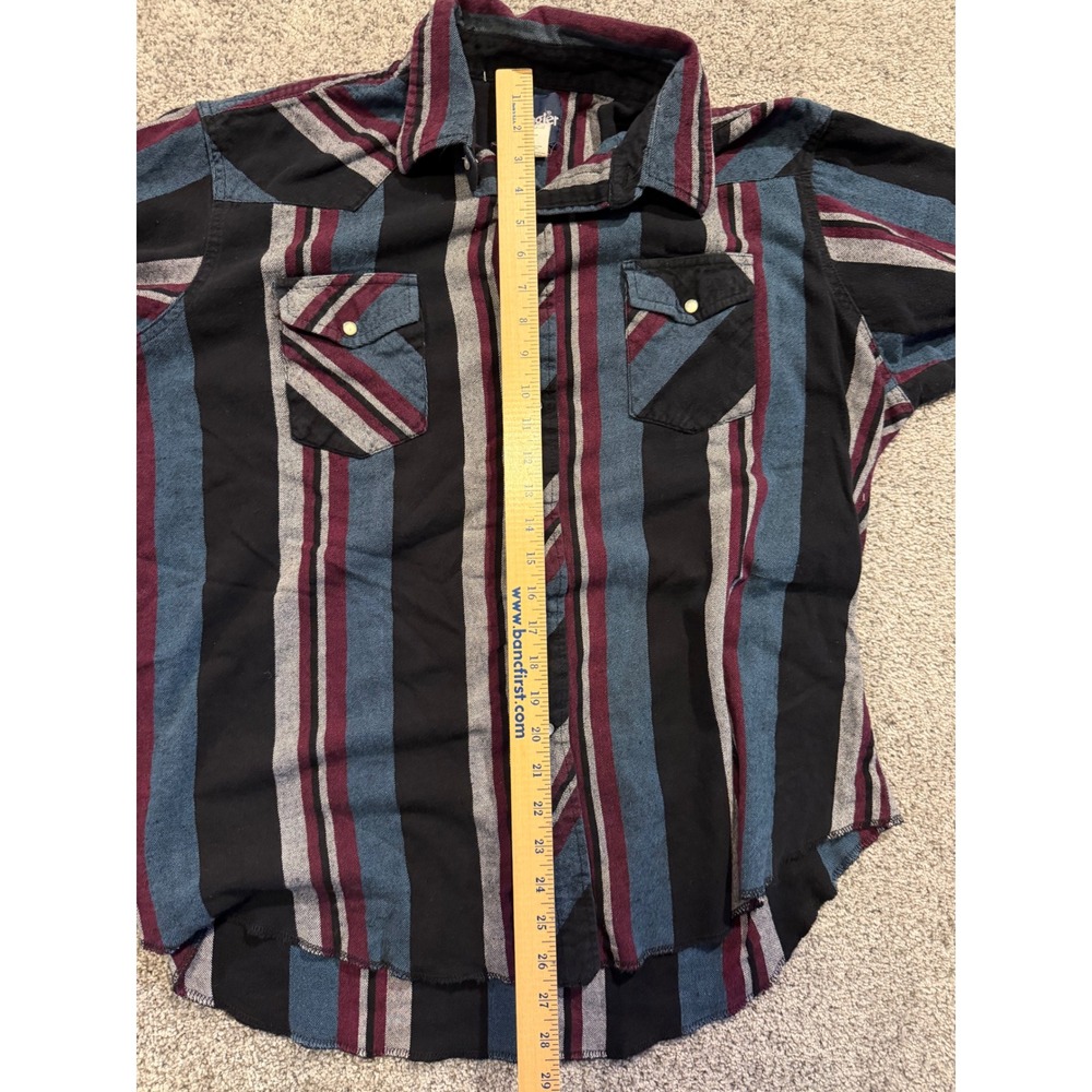 Wrangler Western Shirt Mens XXL Multicolor Striped Pearl Snap Long Sleeve Cotton - Picture 5 of 8